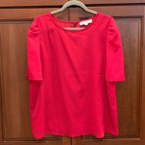 LOFT Pink Puff Sleeve Blouse